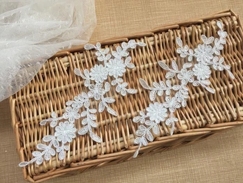 

Exquisite small corded floral applique lace bride headdress corded lace applique