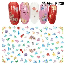 YWK 3D цветок/Переводные картинки с бабочками наклейки для дизайна ногтей Дизайн ногтей Bling Shinning бабочка Самоклеющиеся татуировки для ногтей