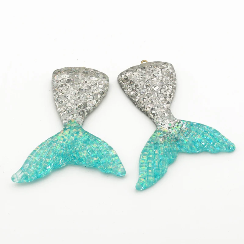 2pcs Exaggerated Punk Mermaid Tail Resin Charms Women Long ...