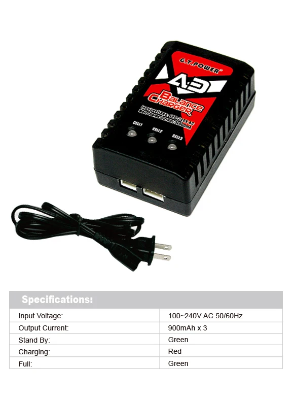 

Зарядное устройство A3 LIPO 2-3S для самолета на радиоуправлении