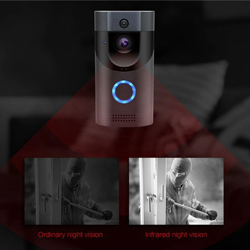 Видеодомофон Водонепроницаемый 720P Hd беспроводной Wifi видео дверной звонок ИК-камера двухсторонний аудио аккумулятор дверной звонок Us Plug#8