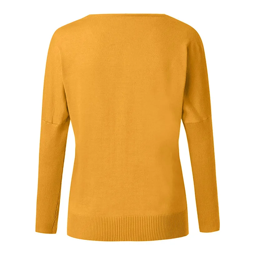 New Fashion Women Autumn Winter Batwing Sleeve Solid Knitted Casual Daily Sweater Brief Pullover Tops Blouse #4F09 (11)
