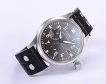 46mm Parnis Luminous Numbers Automatic Movement Gray Dial Men s Wristwatch Power Reserve Date