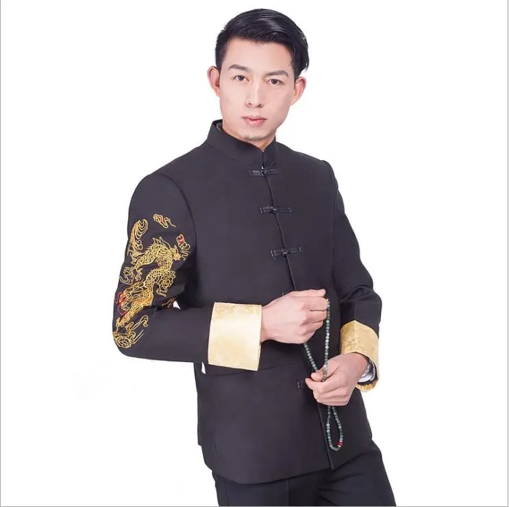  Style chinois traditionnel ZhongShan costumes veste + pantalon hommes tenue mâle Kungfu vêtements S
