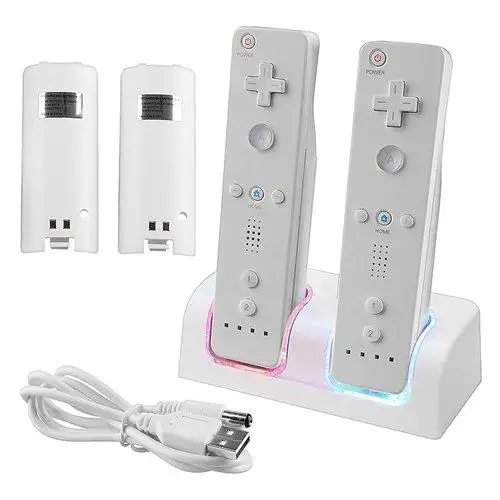 

Remote Controller Dual Charging Dock Station + 2x 2800mAh Battery Pack for Nintend for Wii gamepad charger with LED light