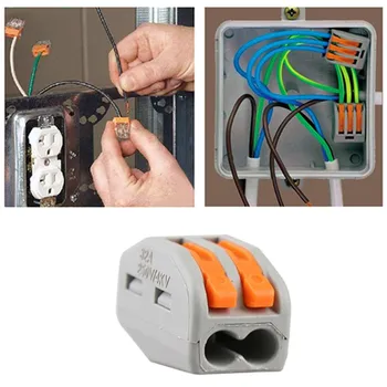 

60pcs Reusable Electrical Wire Connectors Kit Spring Lever Nut Terminal Blocks Conductor