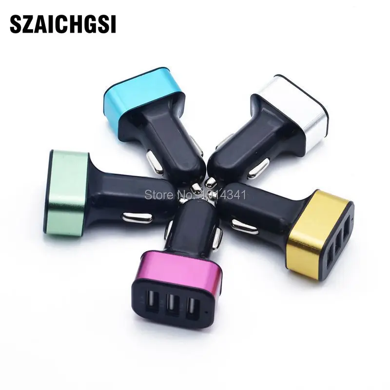 SZAICHGSI 4.1A 12 V 3 USB порт автомобильное зарядное устройство адаптер для iPhone 5 6 7 samsung S 4 5 Note Смартфон оптом 500 шт