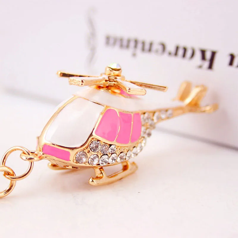 

Fashion Crystal Helicopter Plain Keychains Rhinestones Plains Model Car Pendant keychain Holder for Women Girl Bag Trinket D1240