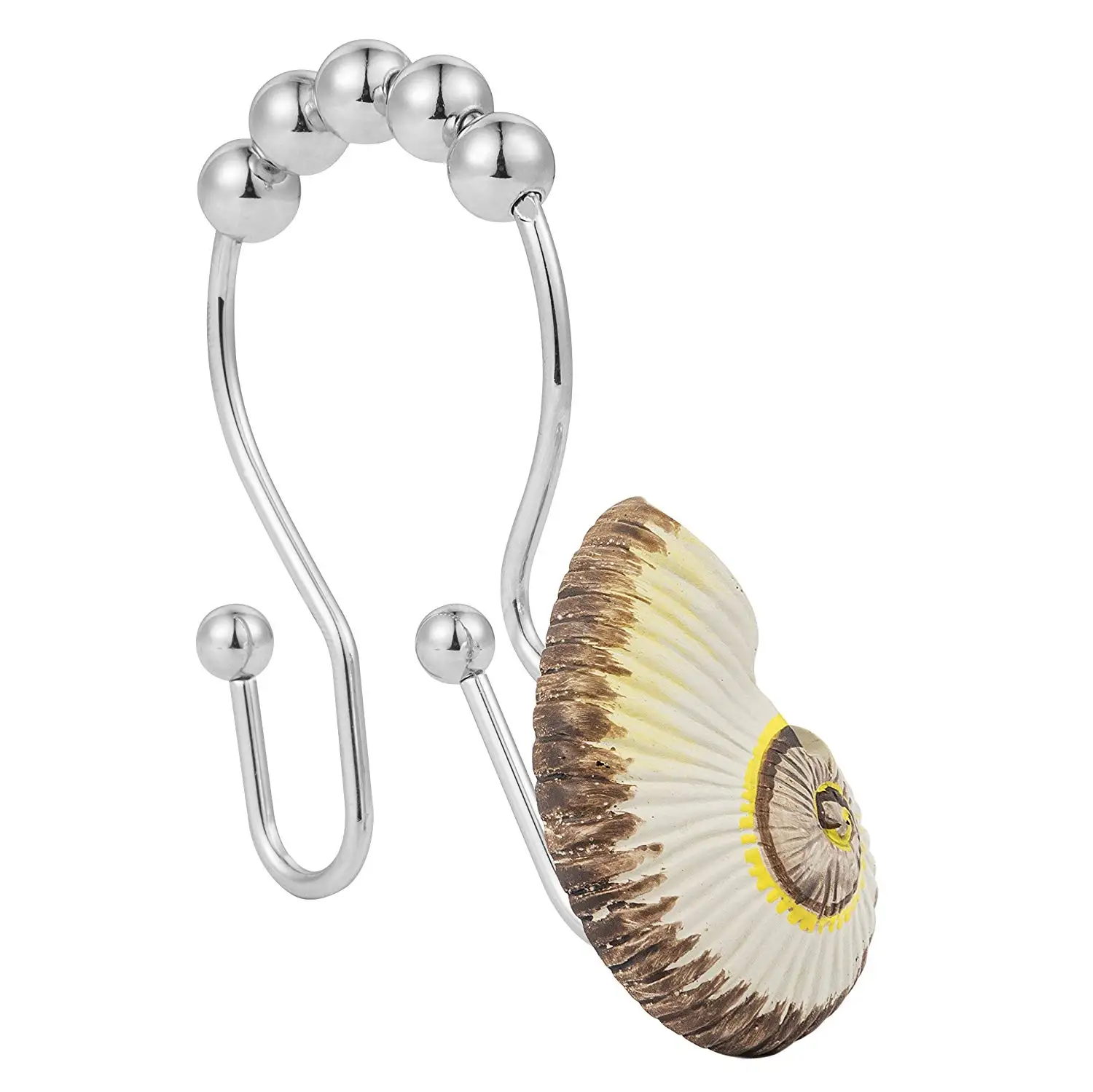 Sea shell conch starfish Double Hooks Glide Shower Ring Hangs For Both