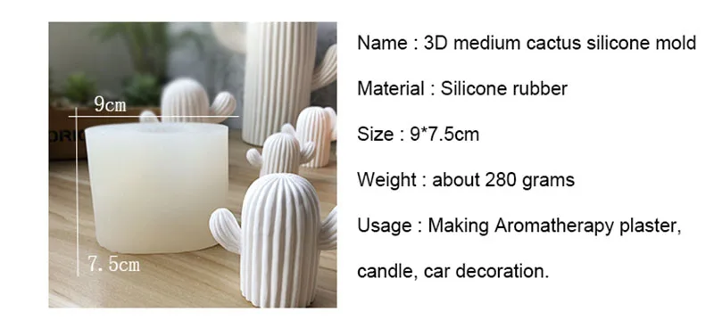 Cactus Silicone Wax Candle Mold Aromatherapy Plaster Mould Handmade Wedding Decoration Candle Mold