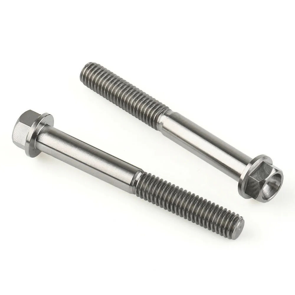 2Pcs Titanium Alloy Ti Hex Head Cap Screw Flange Bolt M6 x30mm M6x40mm M6x50mm M6 GR5 Screw Hex Bolt