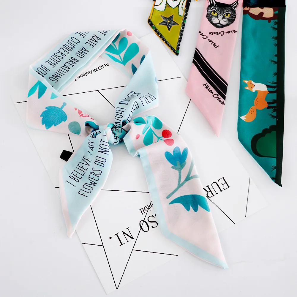 

version of thin and narrow long chiffon printed silk scarf women hundred decoration professional scarf scarf bag band silk towel