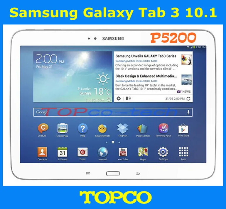 Samsung Galaxy Tab 3 10,1 P5200 разблокированный 3G двухъядерный Android мобильный телефон планшет 10," Мп wifi gps 16 Гб rom