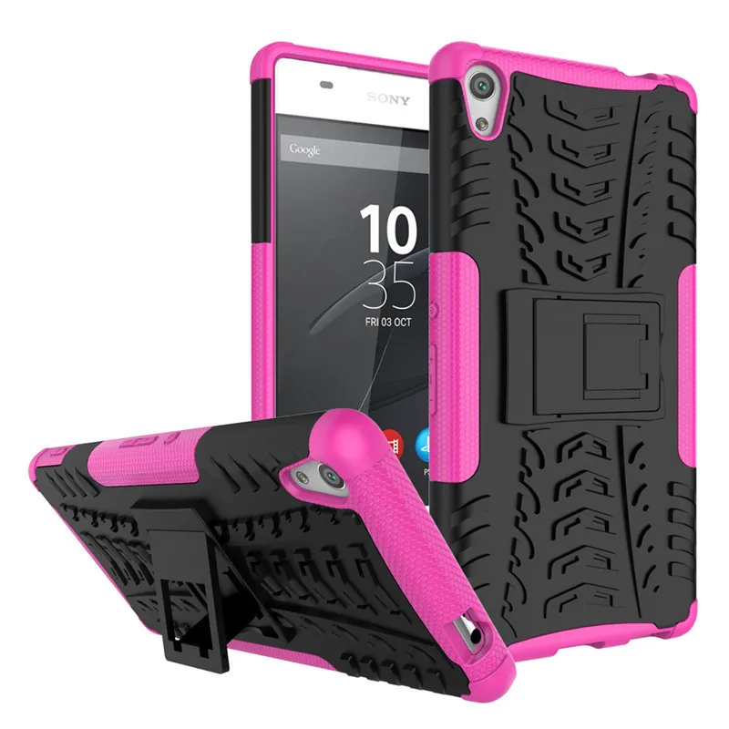 Чехол для Sony Xperia C6 XA Ultra phone Case 2в1 двухслойная подножка повышенной прочности противоударный Гибридный Силиконовый чехол - Цвет: rose