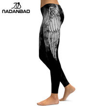 NADANBAO New Angel Devil Wings Leggings Women 3D Printed White Angel Devil Wings Fitness Leggins Mujer Pants Elastic Trousers