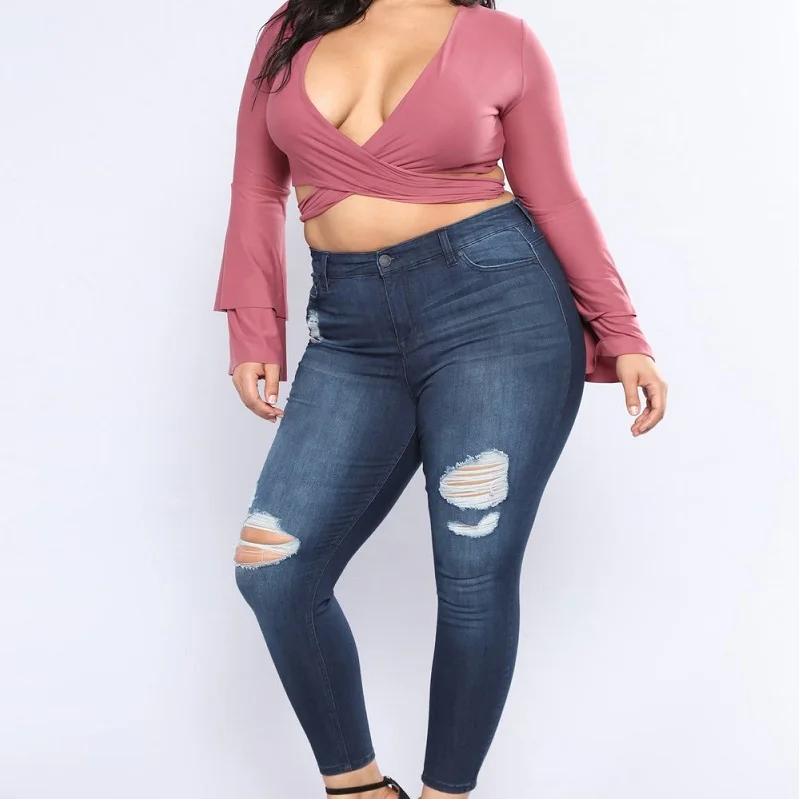 

Lguc.H Ripped Jeans Full Women Large Size Push Up Torn Jeans Woman Big Size Mom Jeans Tight Denim Pants Plus Size 6XL 7XL 5XL