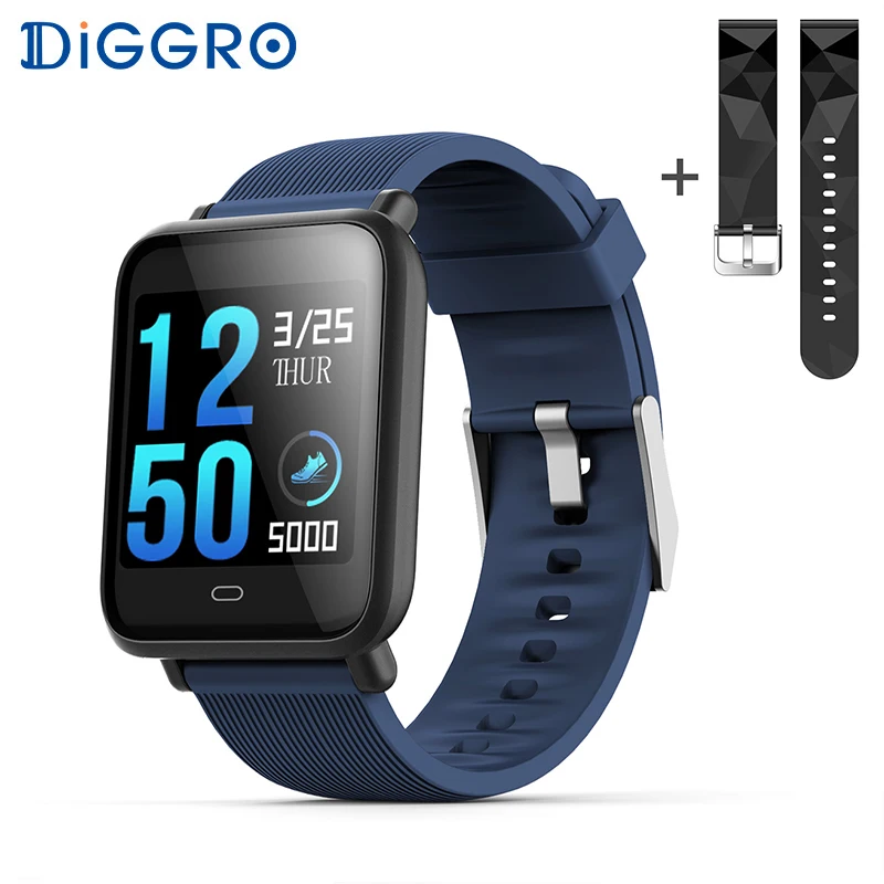 

Diggro Q9 Smart Watch Blood Pressure Heart Rate Monitor IP67 Waterproof Sport Fitness Trakcer Watch Men Women Smartwatch 2 Strap