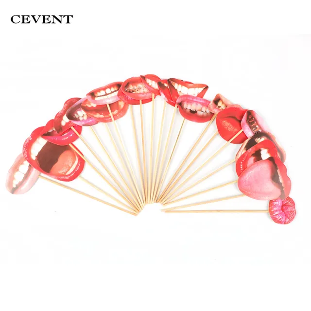 CEVENT 20pcs/set Sex Lips Photo Booth Props For Bachelorette Happy Birthday Party Decorations Adult Event & Party Supplies DIY