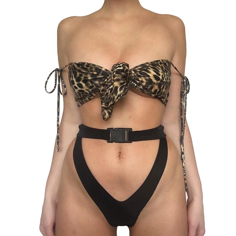 leopard print buckle bikini