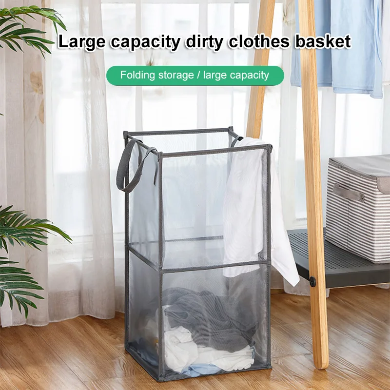 

Popped Up Collapsible Mesh Laundry Hamper Dirty Laundry Sorter Mesh Basket with Handles TT-best