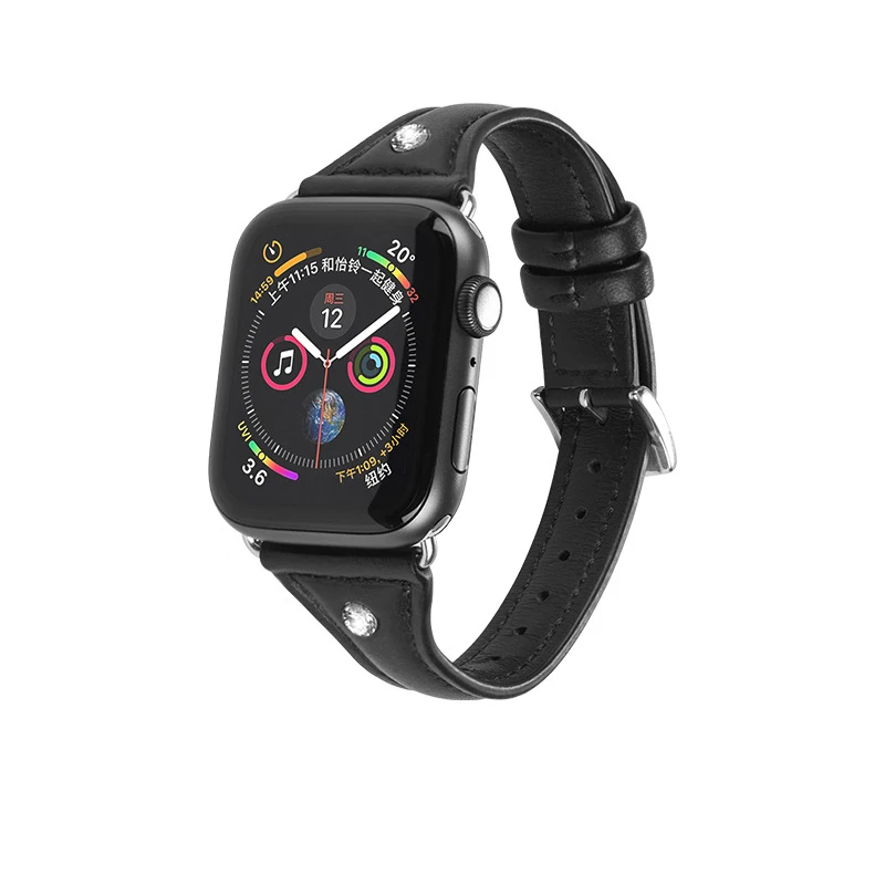 42 мм 38 мм для Apple Watch ремешок из натуральной кожи для женщин бриллиантовый ремешок для часов I Watch Series 4 3 2 1 браслет Лето