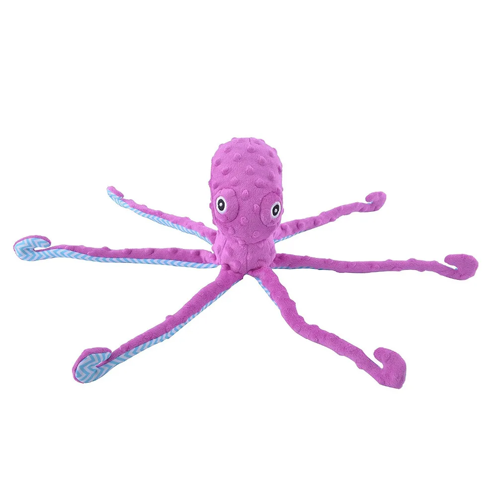 Soft Plush Lifelike Octopus Shape Pet Chew Toy Dog Squeaky