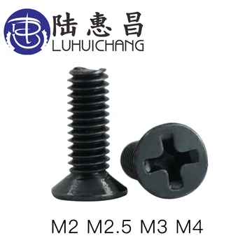 

luchang 100pcs m2 m2.5 m3 m4 KM Screw Black Phillips Cross Socket Countersunk Heasd Screw electronic Repair Screws Accessories