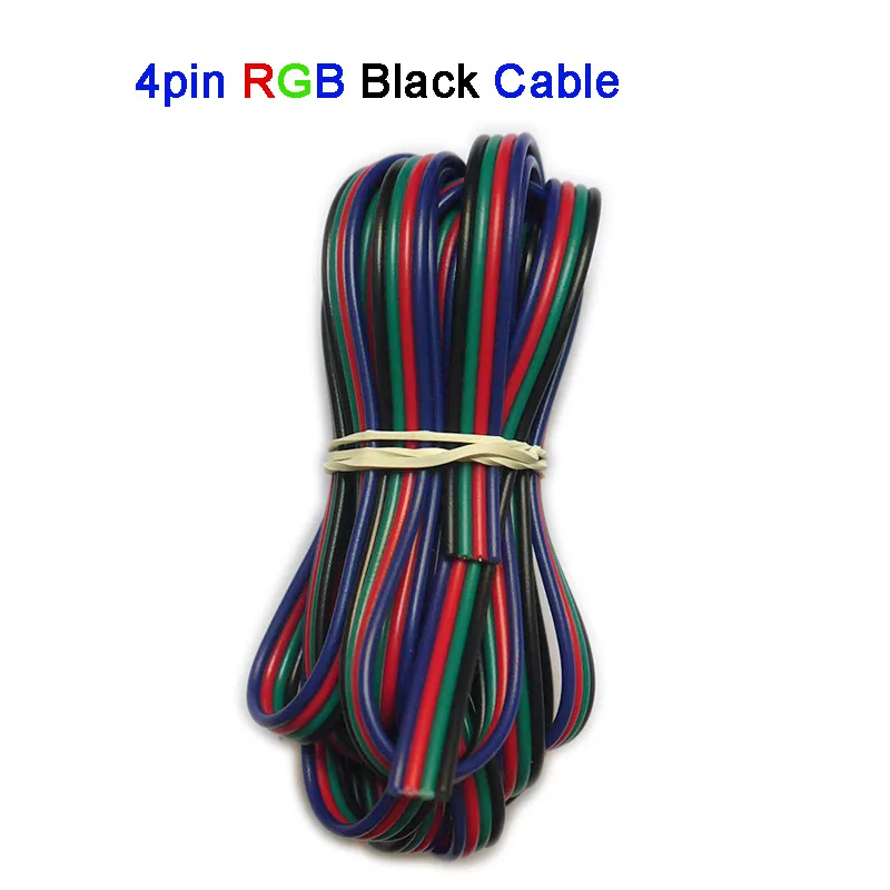 4pin RGB black 5~ 100 метров 2pin 3pin 4pin 5Pin 6pin 22 AWG Удлинитель электрический провод светодиодный разъем для 5050 3528 RGBW RGB CCT светодиодный Stirp - Цвет: 4pin RGB black