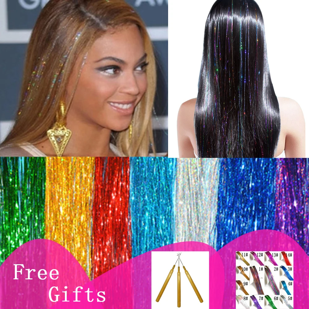 37 150Strands pcs Hair Tinsel Bling 14 Colors For Women Girls 
