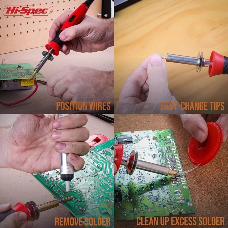 Hi-Spec 15pc 2in1 0-15w-30W Dual Temperature Electrical Soldering Iron Wood Burning Pyrography Set Solder Iron Pen Welding Set 