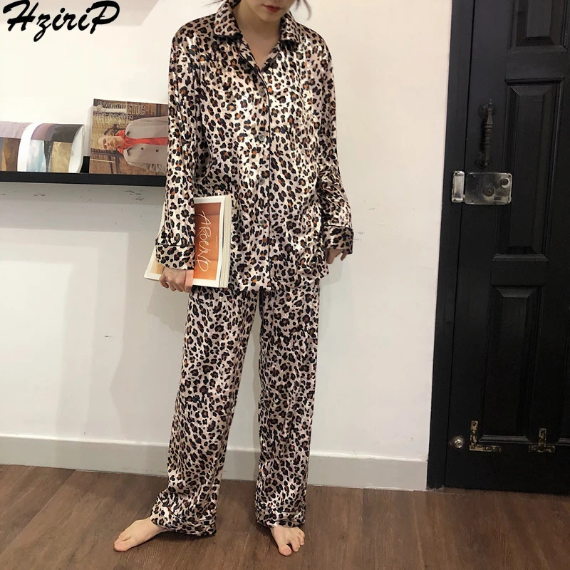 Hzirip осень зима модная Домашняя одежда женская ночная рубашка леопардовая простая удобная женская пижама наборы мягкая домашняя одежда