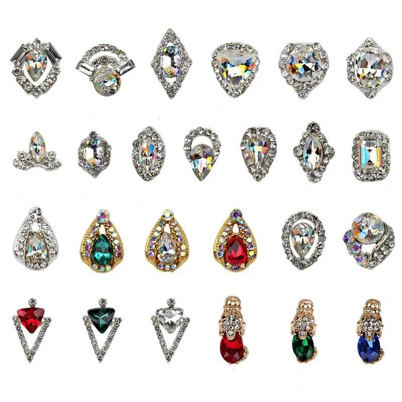 

10pcs Nail Charms Silver Metal Alloy 3d Alloy Crystal Big Diamond Rhinestone Nail Art Tips Decorations for Nails Design