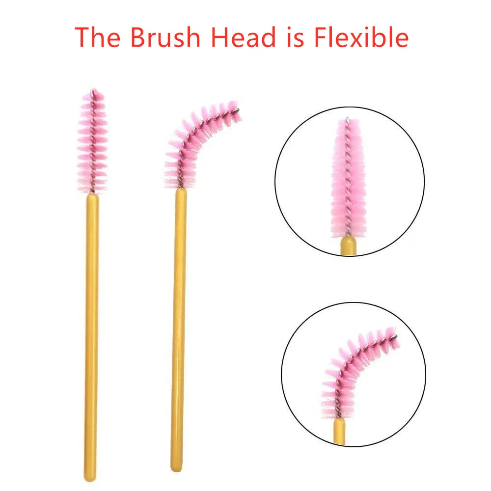 Varinhas de Rímel Escovas de Chicote de Olho Aplicador para Extensões de Cílios Ferramenta para Mulher Unidades Pacote Descartáveis Maquiagem Ouro Rosa 1000 - 4 High Quality Beleza e saúde