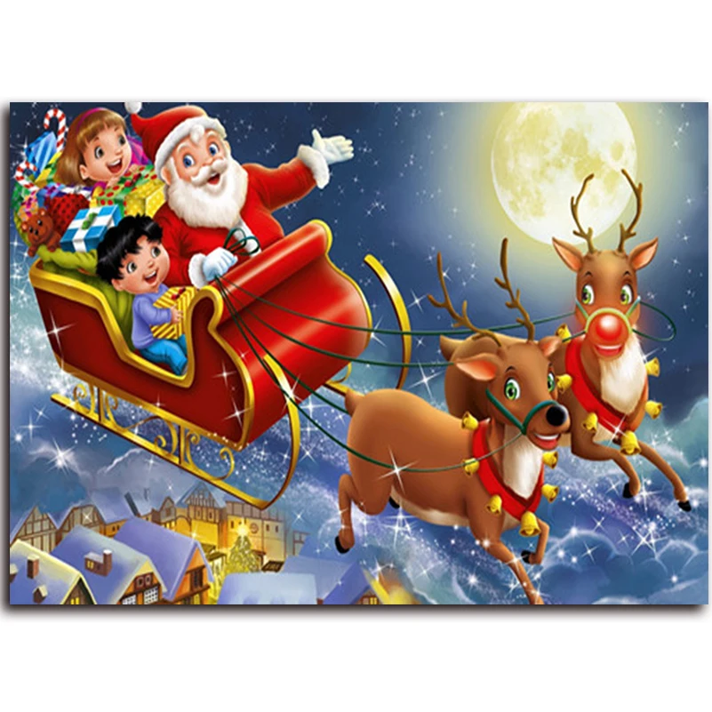 Санта Клаус Алмазная вышивка Рождественская картинка со стразами и бриллиантами