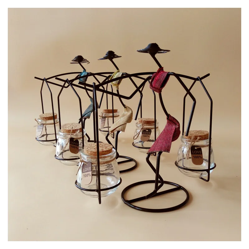 

Multifunction Home Decoration Iron Person Figurine Kitchen Spice Jar Ornament Succulent Pots Storage Rack Desk Decor Accessories