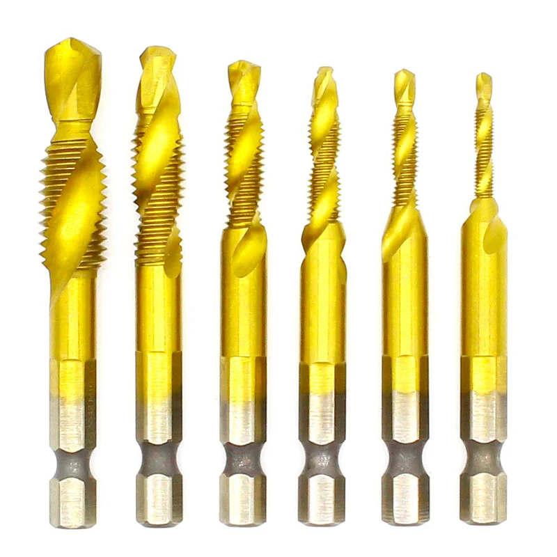 1/4 ''hex HSS высокая Скорость Сталь нить спираль винтовой M3 M4 M5 M6 M8 M10 метрики композитный коснитесь сверло кран 6 шт./компл. HSS 6542