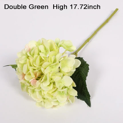 Xuanxiaotong 45 cm 1 pc Long Stem Silk Hydrangea Artificial Flowers Branch Purple White Pink Green Blue Hydrangea Faux Flowers - Цвет: double green