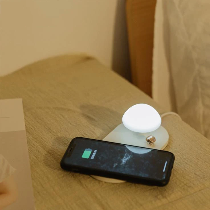 

Qi Wireless Charger w/ Sensor Induction Lamp Touch-control Silicone Mushroom Night Light Wireless Charging Pad for iPhone Xs Max