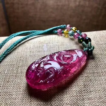 

Fine Jewelry 100% Natural Green Tourmaline Carved Tourmaline Female Women's Gemstones Pendant Necklaces