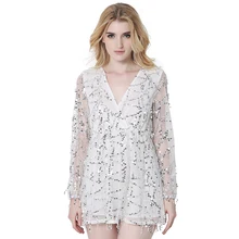 Syoovaa Sexy Deep V Neck Sequin Tassel Summer Dress Beach Party Short Dress Women Vintage Dress Fashion Vestidos