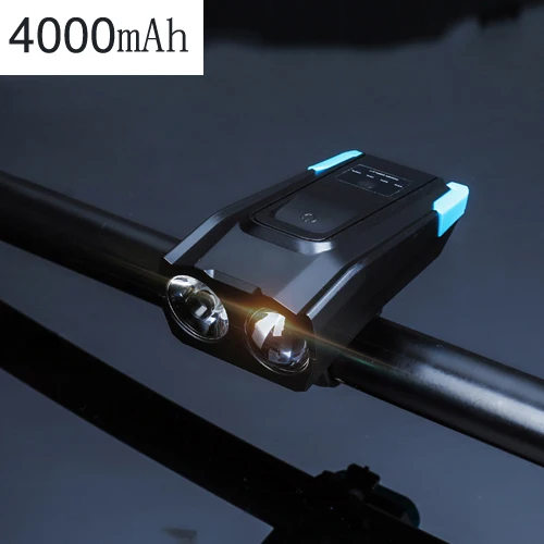4000 мА/ч, индукционный велосипедный передний светильник, набор, USB Перезаряжаемый умный головной светильник с рогом, 800 люмен, светодиодный велосипедный фонарь, велосипедный мигающий светильник - Цвет: no rear light