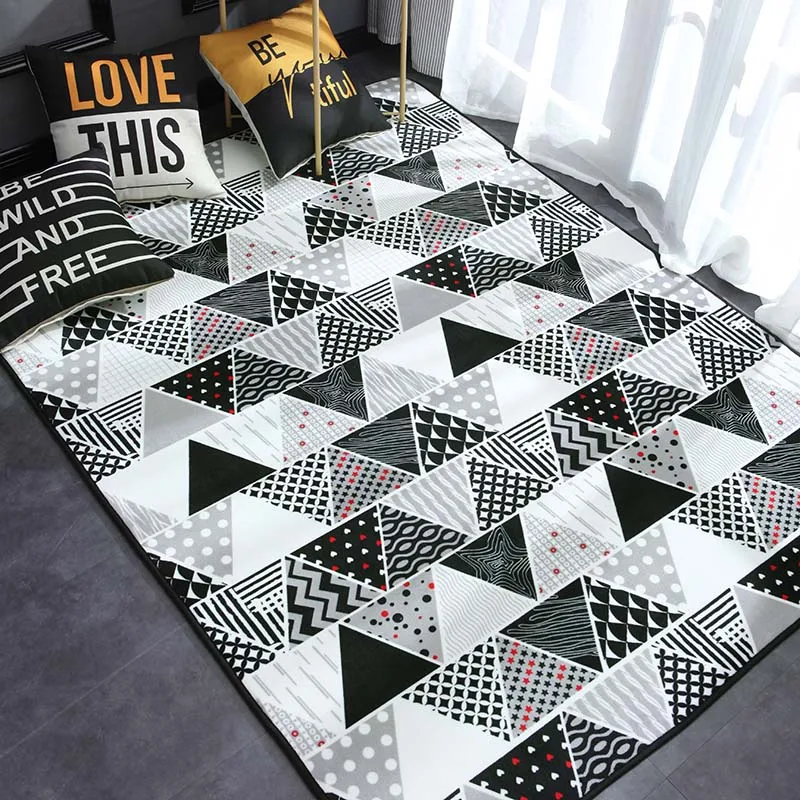 

Carpet Area Rugs For Home Living Room Bedroom Kids Room Plush Anti-Slip Geometric Printing Mat Home Decoration tapis salon