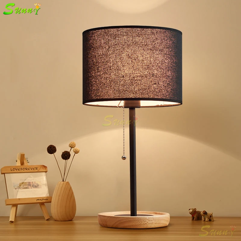 

Creative Simple Nordic Log Textile Desk Lamp Modern Warm Choth Art Table Lamp Remote Control Cloth Lampshade Lamp Bedroom Lamp