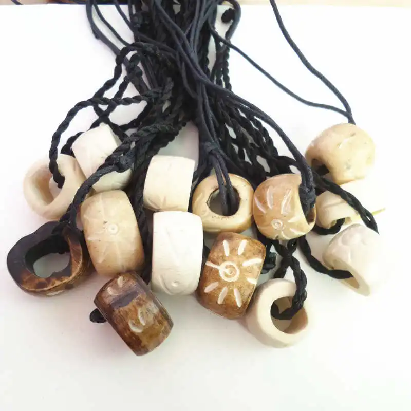 

TNL282 Tibet Hand Carved Yak Bone Finger Ci'r'c'le's Amulet Pendant Necklace for Man 5pcs lot