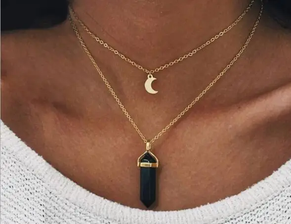 

Tenande Bohemian Punk Beads Cross Moon Peace Dove Simulated Pearl Necklaces Pendants for Women Clavicle Chain Party Jewelry Gift