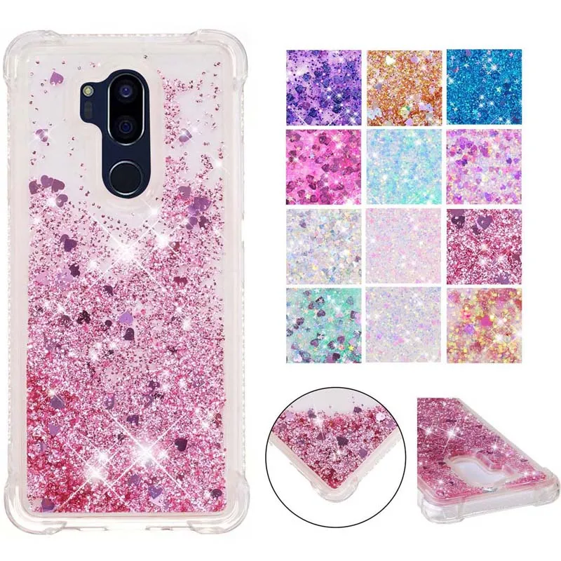 

Anti-knock Glitter Quicksand Phone Soft Silicone Case Cover Hull Shell Coque Fundas for LG G7 ThinQ K8 2018 EU Stylo 4 Q Stylus