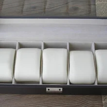 5-отделения, из дерева структура Искусственная кожа коробка для хранения часов Витринного шкафа шкатулка для драгоценностей из прозрачного стекла верхней крышке коричневый 1251B