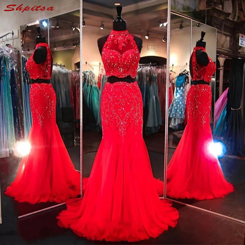 

Lace Mermaid Mother of the Bride Dresses for Weddings Long Red Beaded Evening Groom Godmother Dresses