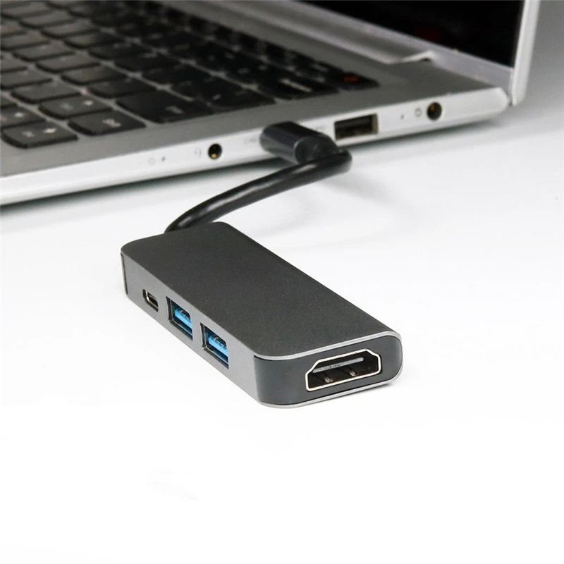 4 в 1 Тип C концентратор к HDMI 4K 2USB 3,0 и зарядка PD порт USB C многопортовый адаптер