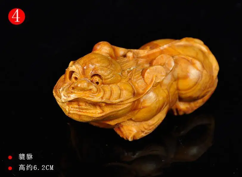 

Exquisite chinese boxwood wood Carved hand engraving money pixiu Lucky Statue